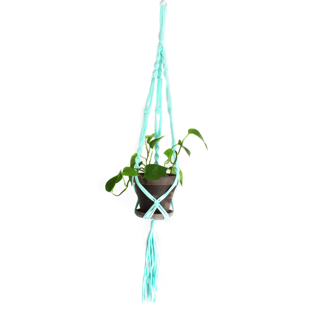 recycled macrame plant hanger sea foam by Knotty