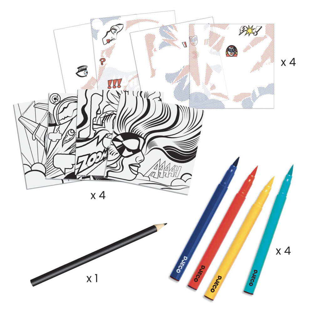 superheroes inspired By Roy Lichtenstein by Djeco