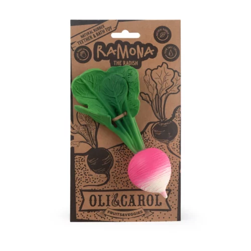 Ramona the raddish natural rubber teether by Oli & Carol