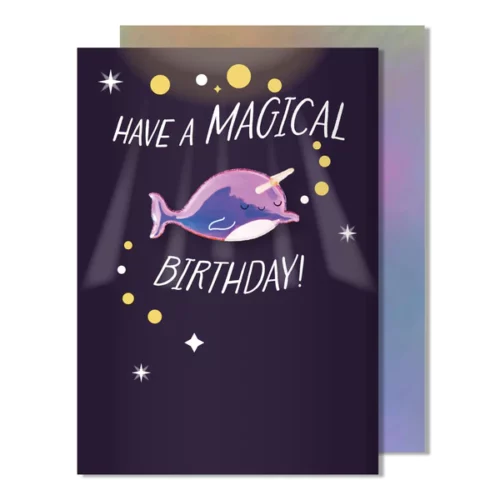 Magnet narwhal birthday card by pango
